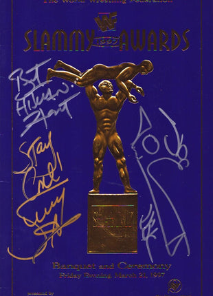 Sunny, Bret Hart & Shawn Michaels triple signed WWF Slammy Awards 1997 Program