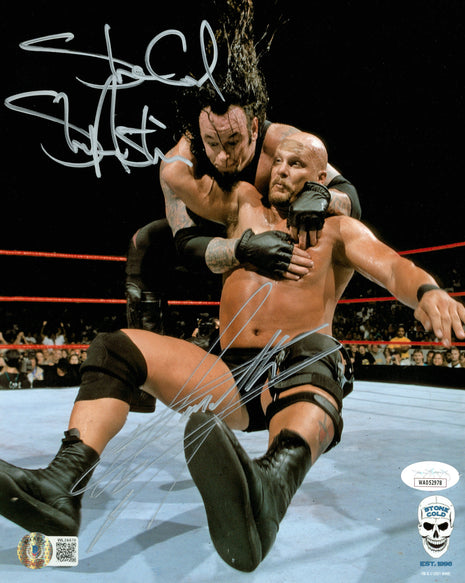 Undertaker & Steve Austin dual signed 8x10 Photo (w/ Beckett & w/ JSA)