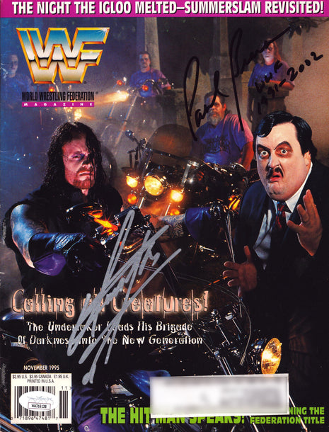 Undertaker & Paul Bearer dual signed WWF Magazine November 1995 (w/ JSA)