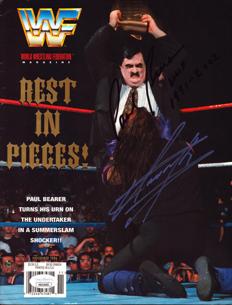 Undertaker & Paul Bearer dual signed WWF Magazine November 1996 (w/ JSA)