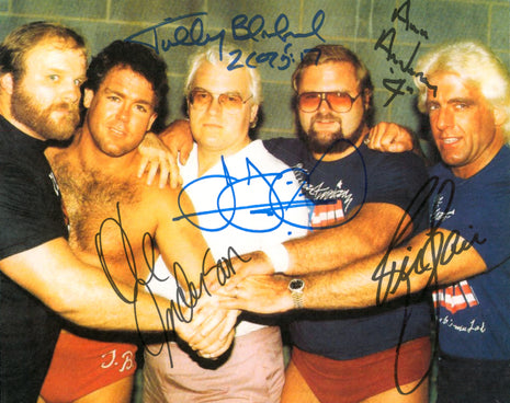 4 Horseman - Ric Flair, Ole Anderson, Tully Blanchard, Arn Anderson & JJ Dillon multi signed 8x10 Photo