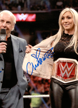 Charlotte Flair & Ric Flair dual signed 8x10 Photo (w/ JSA)