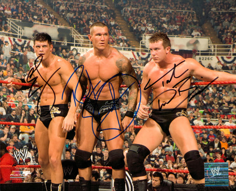 Randy Orton, Ted DiBiase Jr & Cody Rhodes triple signed 8x10 Photo (w/ PSA)
