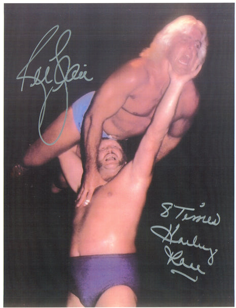 Ric Flair & Harley Race dual signed 8x10 Photo