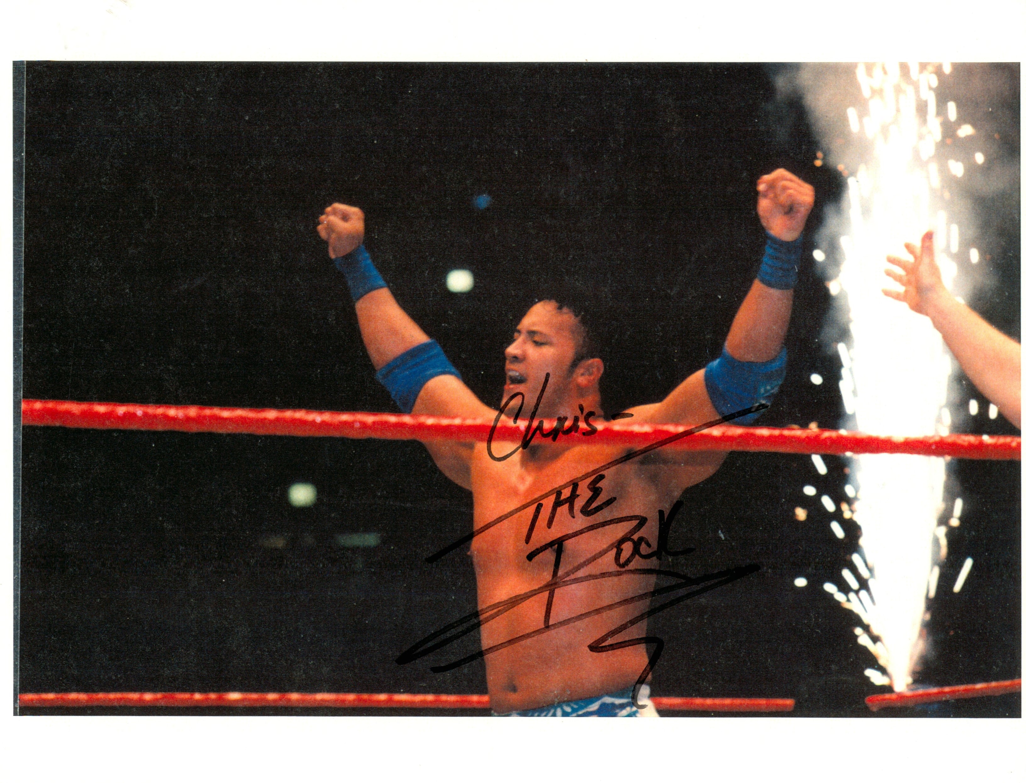 WWE THE ROCK SIGNED THE PEOPLE'S EYEBROW 8X10 PHOTO