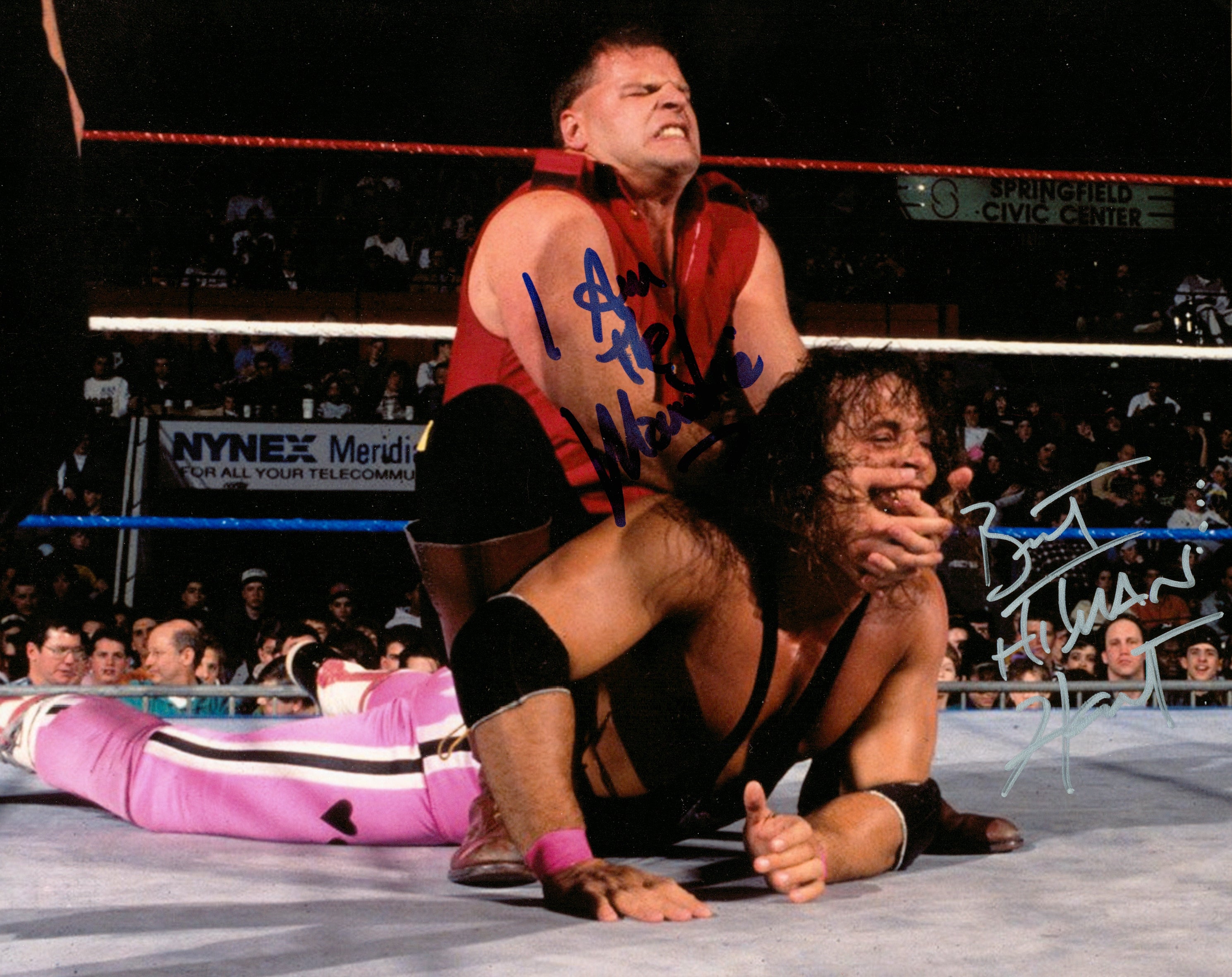 Bret Hart & The Mountie dual signed 8x10 Photo – Signed By Superstars