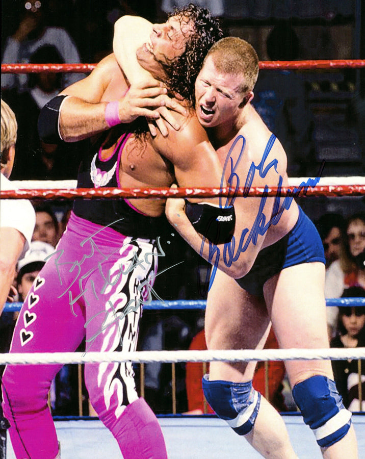 Bret Hart & Bob Backlund dual signed 8x10 Photo – Signed By Superstars