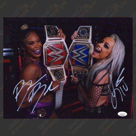 Auction:  Bianca Belair & Liv Morgan dual signed 11x14 Photo (w/ JSA)
