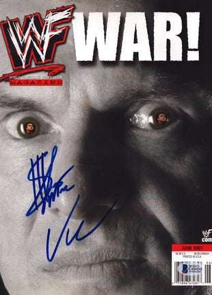 Vince McMahon & Shane McMahon dual signed WWF Magazine June 2001 (w/ Beckett)