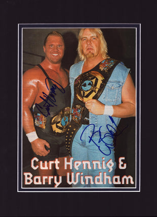 Curt Hennig & Barry Windham dual signed Matted Photo (w/ JSA)