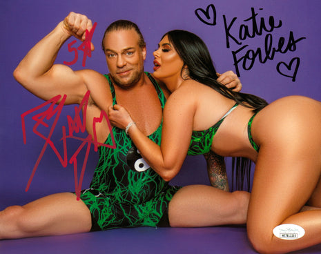 Rob Van Dam & Katie Forbes dual signed 8x10 Photo (w/ JSA)