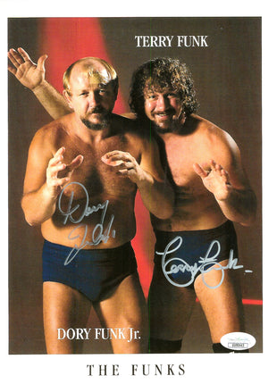 Terry Funk & Dory Funk Jr dual signed 8x10 Photo (w/ JSA)