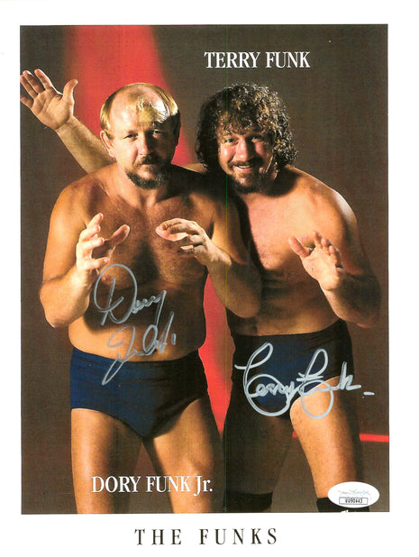 Terry Funk & Dory Funk Jr dual signed 8x10 Photo (w/ JSA)