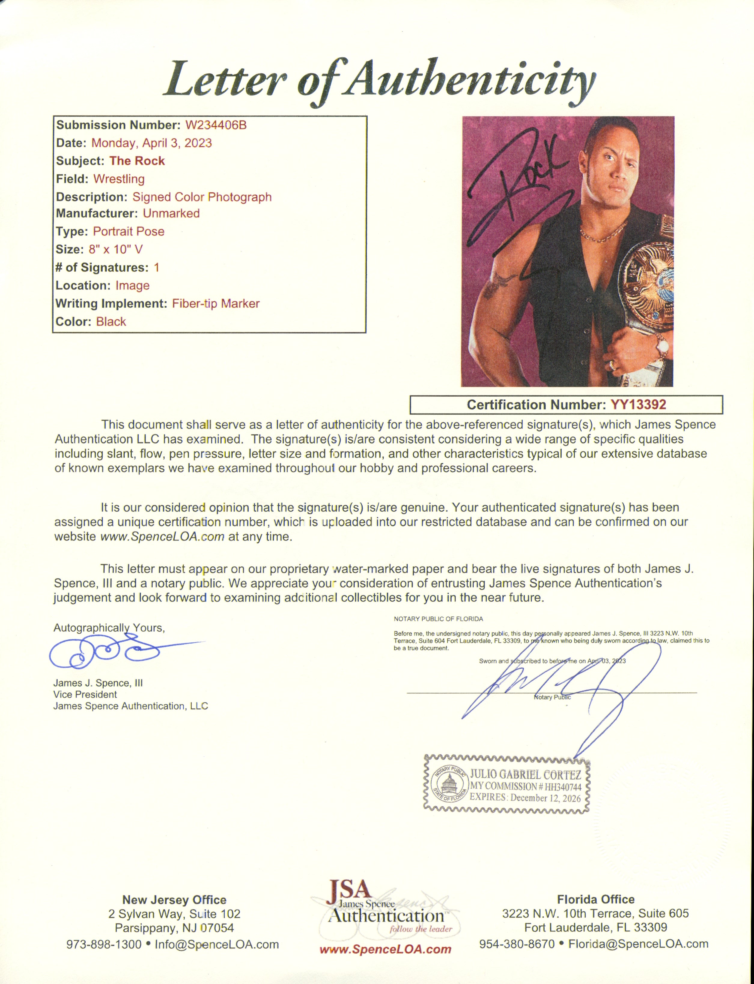 WWE THE ROCK SIGNED THE PEOPLE'S EYEBROW 8X10 PHOTO