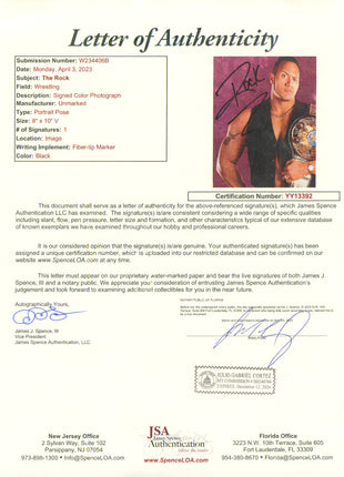 The Rock signed 8x10 Photo (w/ JSA)