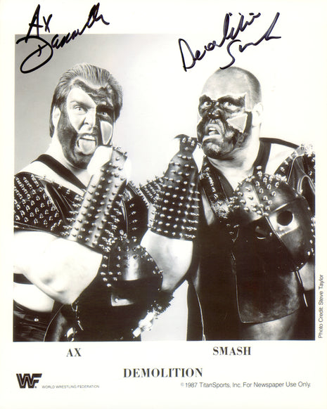 Demolition Ax & Smash dual signed 8x10 Photo