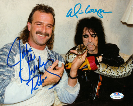 Alice Cooper & Jake Roberts dual signed 8x10 Photo (w/ PSA)