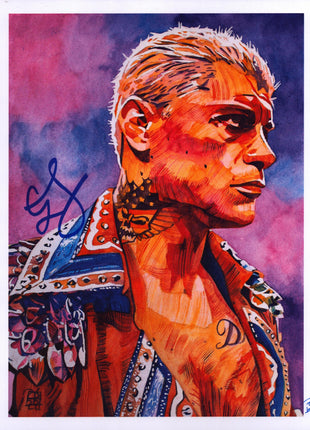 Cody Rhodes signed 11x14 Schamberger Art