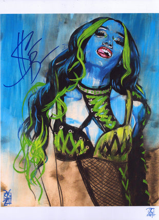 Sasha Banks signed 11x14 Schamberger Art