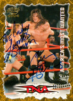 America's Most Wanted - Chris Harris & James Storm dual signed 2004 Pacific TNA Wrestling Trading Card