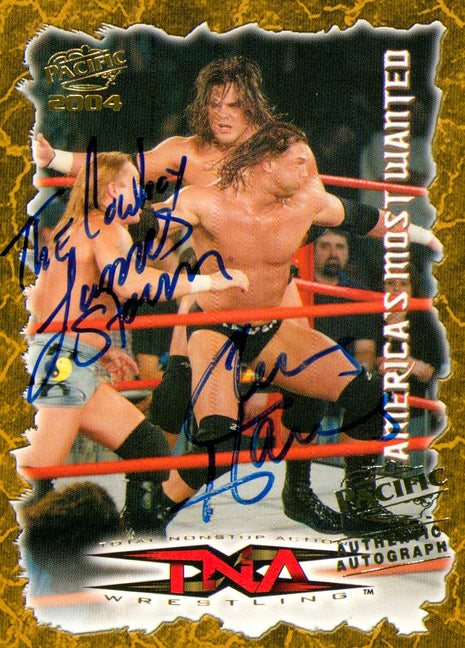 America's Most Wanted - Chris Harris & James Storm dual signed 2004 Pacific TNA Wrestling Trading Card