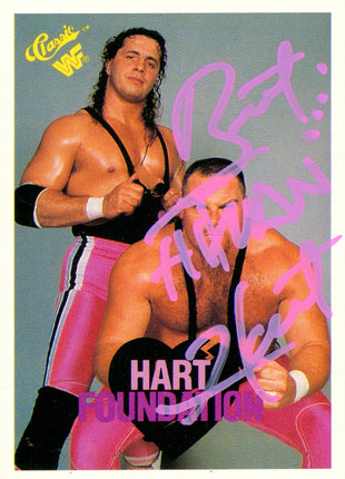 Bret Hart signed 1990 Classic WWF Trading Card