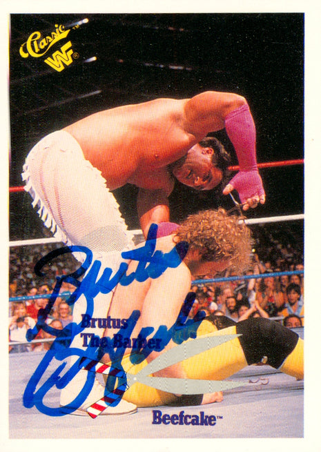 Brutus Beefcake signed 1990 Classic WWF Trading Card