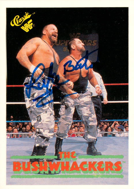 Bushwackers Butch & Luke dual signed 1990 Classic WWF Trading Card