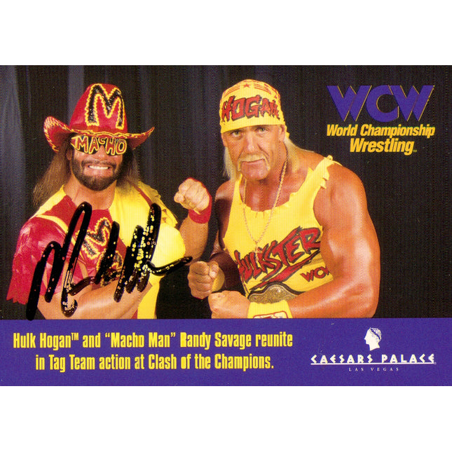 Mega Powers Hulk Hogan Macho Man Randy Savage WWF Unsigned 8x10 photo