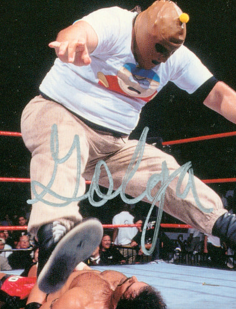Tarjeta coleccionable de la WWF firmada por Golga (John Tenta) en Comic Images de 1998