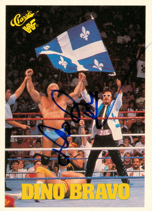 Dino Bravo signed 1990 WWF Classics Trading Card
