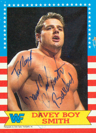 Davey Boy Smith signed 1985 WWF Topps Trading Card