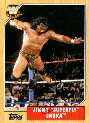 Jimmy Snuka signed 2007 Topps Heritage WWE Trading Card