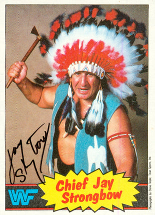 Chief Jay Strongbow signed 1985 Topps WWF Trading Card