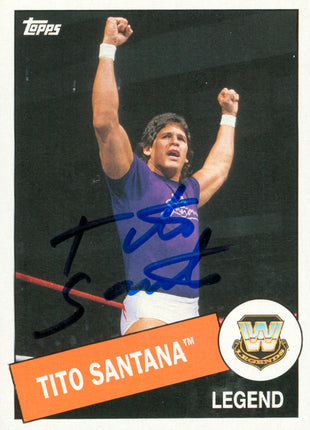 Tito Santana signed 2015 Topps Heritage WWE Trading Card