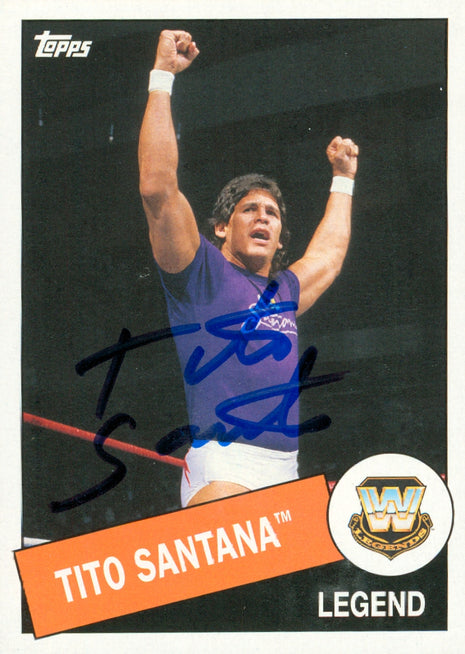 Tito Santana signed 2015 Topps Heritage WWE Trading Card