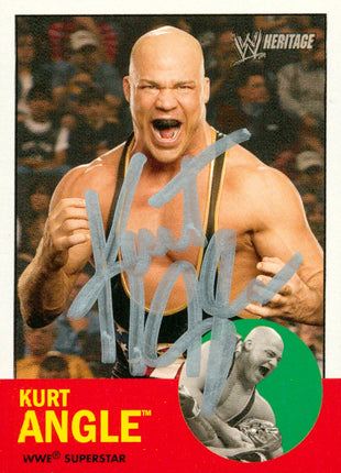 Kurt Angle signed 2006 Topps Heritage WWE Trading Card