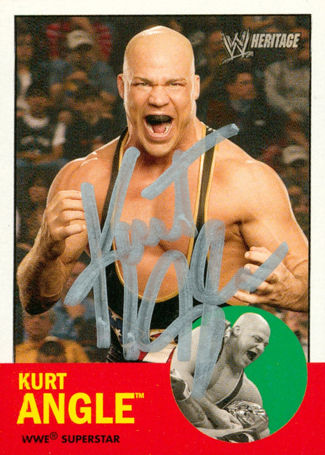 Kurt Angle signed 2006 Topps Heritage WWE Trading Card