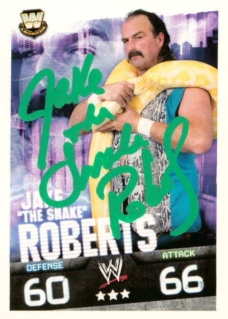 Jake Roberts signed WWE Slam Attax Trading Card