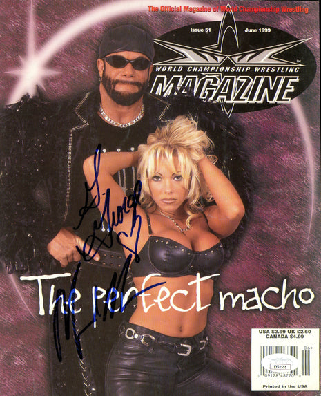 Macho Man Randy Savage & Gorgeous George dual signed WCW Magazine Cover (w/ JSA)