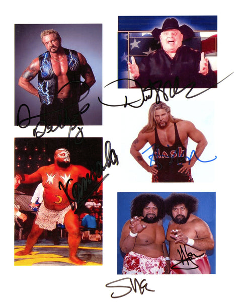 Photo 8x10 signée par Dusty Rhodes, Kevin Nash, Diamond Dallas Page, Kamala, AFA et SIKA