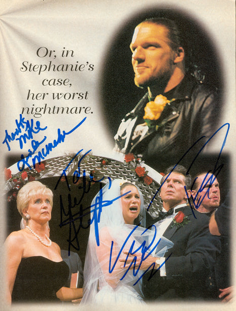 Vince McMahon, Linda McMahon, Stephanie McMahon & Test quad signed Magazine Page (w/ JSA)