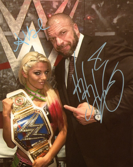 Triple H & Alexa Bliss dual signed 8x10 Photo