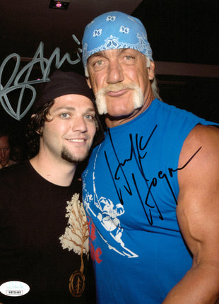 Hulk Hogan & Bam Margera dual signed 8x10 Photo (w/ JSA)