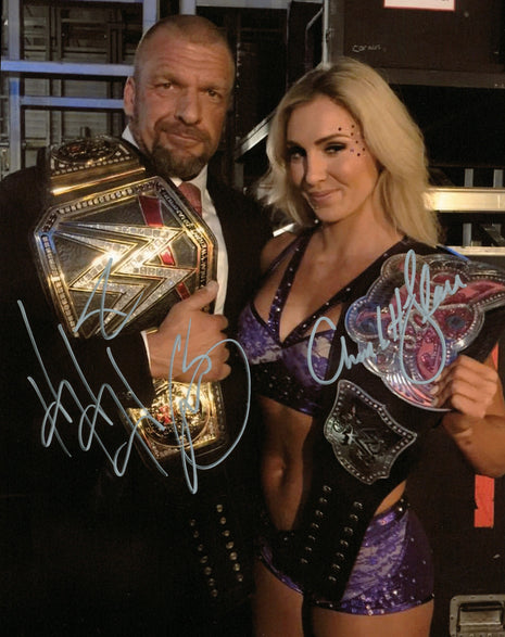 Triple H & Charlotte Flair dual signed 8x10 Photo