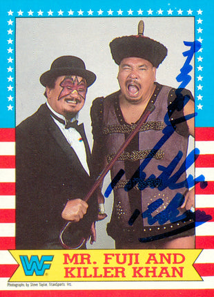 Killer Khan signed 1985 Topps WWF Trading Card