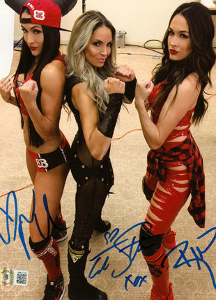 Trish Stratus, Brie Bella & Nikki Bella triple signed 8x10 Photo (w/ Beckett)