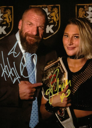 Triple H & Rhea Ripley dual signed 8x10 Photo