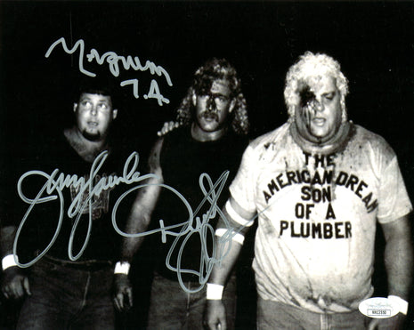 Jerry Lawler, Magnum TA & Dusty Rhodes triple signed 8x10 Photo (w/ JSA)