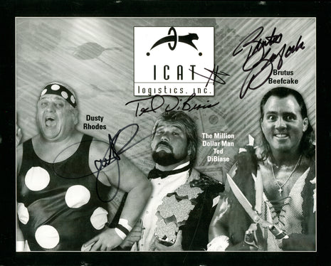 Dusty Rhodes, Ted DiBiase & Brutus Beefcake triple signed 8x10 Photo
